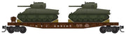 Micro Trains Set Flatcar mit Sherman Panzer 3 Stück