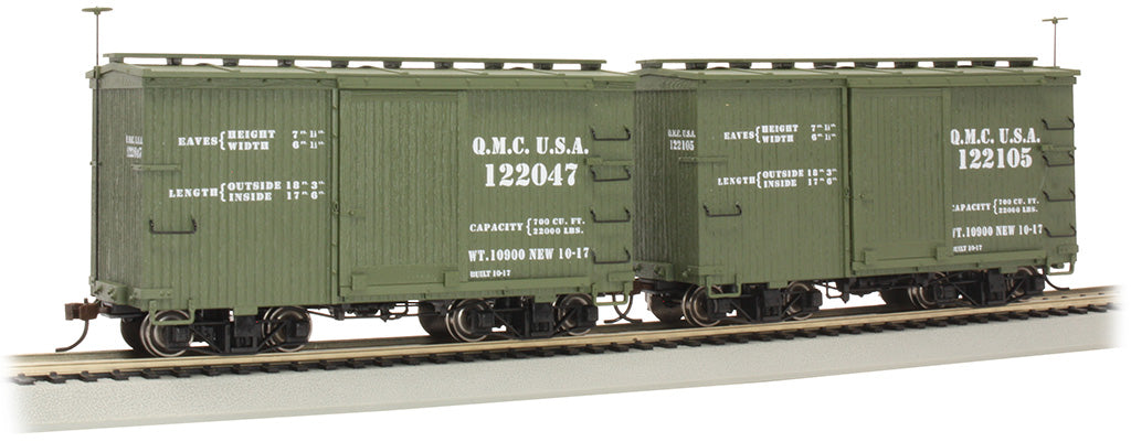 Bachmann 18' Wood Boxcar US Quartermaster 2 Stück