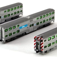 Kato Gallery Bi-Level Commuter Wagen Set Chicago Metra mit Beleuchtung DCC