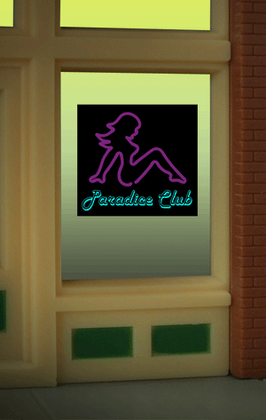 Micro Structure Club Flashing Neon Window Sign für Spur HO oder O